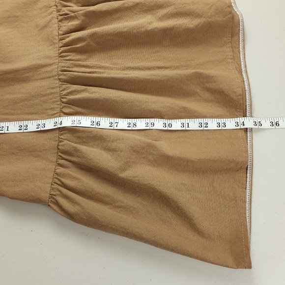 Camel Puff Sleeve Square Neck Summer Dress - Picture 10 of 13